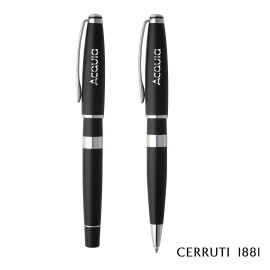 Cerruti 1881 Bicolore Ballpoint & Rollerball Pen Gift Set - Black with Logo