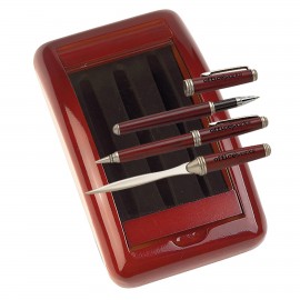 3pc Pen, Pencil and Letter Opener in a Wood and Glass Case Custom Printed  3pc Pen, Pencil and Letter Opener in a Wood and Glass Case Custom Printed