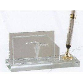 Custom Imprinted Jade Glass Pen Set w/Business Card Holder & 1 Pearl White Pen