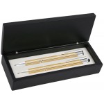 Custom Imprinted JJ Series Gold Stylus Pen and Pencil Set in Black wood Presentation Gift Box
