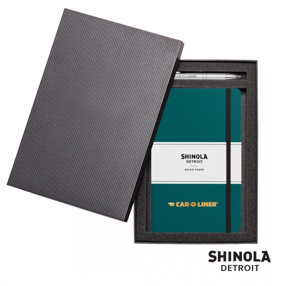 Shinola HardCover Journal/Clicker Pen - (M) Dark Teal Logo Branded Shinola HardCover Journal/Clicker Pen - (M) Dark Teal Logo Branded