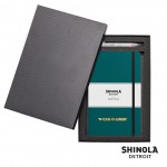 Shinola HardCover Journal/Clicker Pen - (M) Dark Teal Logo Branded