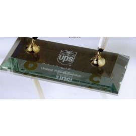 Jade Glass Pen Set w/ 1 Silver & 1 Gold Pen & Funnel Logo Branded