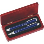 Dot Grip Pen Set Series- Blue Pen and Roller Pen Set, Crescent Moon Shape Clip, Rosewood gift box Custom Printed