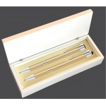 JJ Series Gold Stylus Pen and Pencil Set in white wood Presentation Gift Box Custom Printed