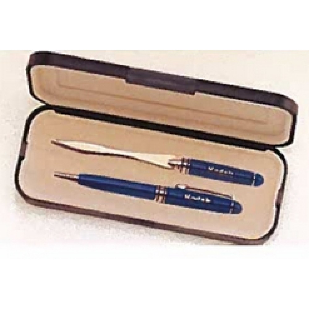 Euro Pen & Letter Opener Set (Blue) Custom Printed Euro Pen & Letter Opener Set (Blue) Custom Printed