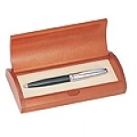 Custom Imprinted Executive Ballpoint Pen Set in Curved Wooden Box