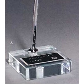 Logo Branded Pen Set w/Clear Glass Base