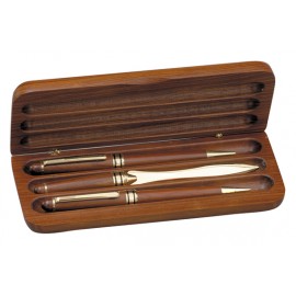 Custom Printed 3 Piece Rosewood Pen, Pencil & Letter Opener Set in Rosewood Box  Custom Printed 3 Piece Rosewood Pen, Pencil & Letter Opener Set in Rosewood Box