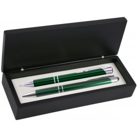 JJ Series Green Stylus Pen and Pencil Set in Black wood Presentation Gift Box with Logo