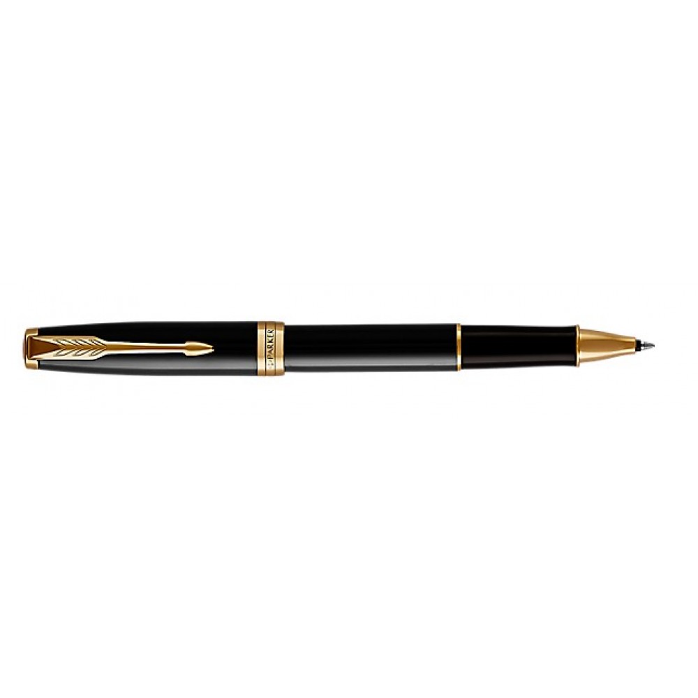 Luxury Line Parker Sonnet Lacquered Black Rollerball / Gold Trim with Logo Luxury Line Parker Sonnet Lacquered Black Rollerball / Gold Trim with Logo