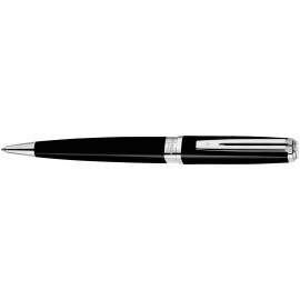 Waterman Exception Ball Pen Slim Black Silver Trim Logo Branded