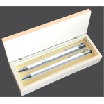 JJ Series Silver Stylus Pen and Pencil Set in white wood Presentation Gift Box Custom Printed