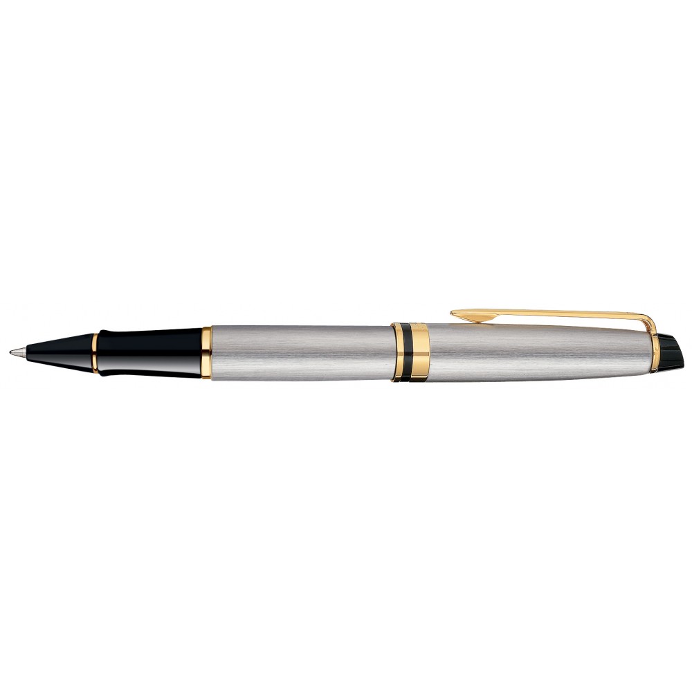 Custom Printed Waterman Expert Rollerball Stainless Steel Gold Trim Pen Custom Printed Waterman Expert Rollerball Stainless Steel Gold Trim Pen
