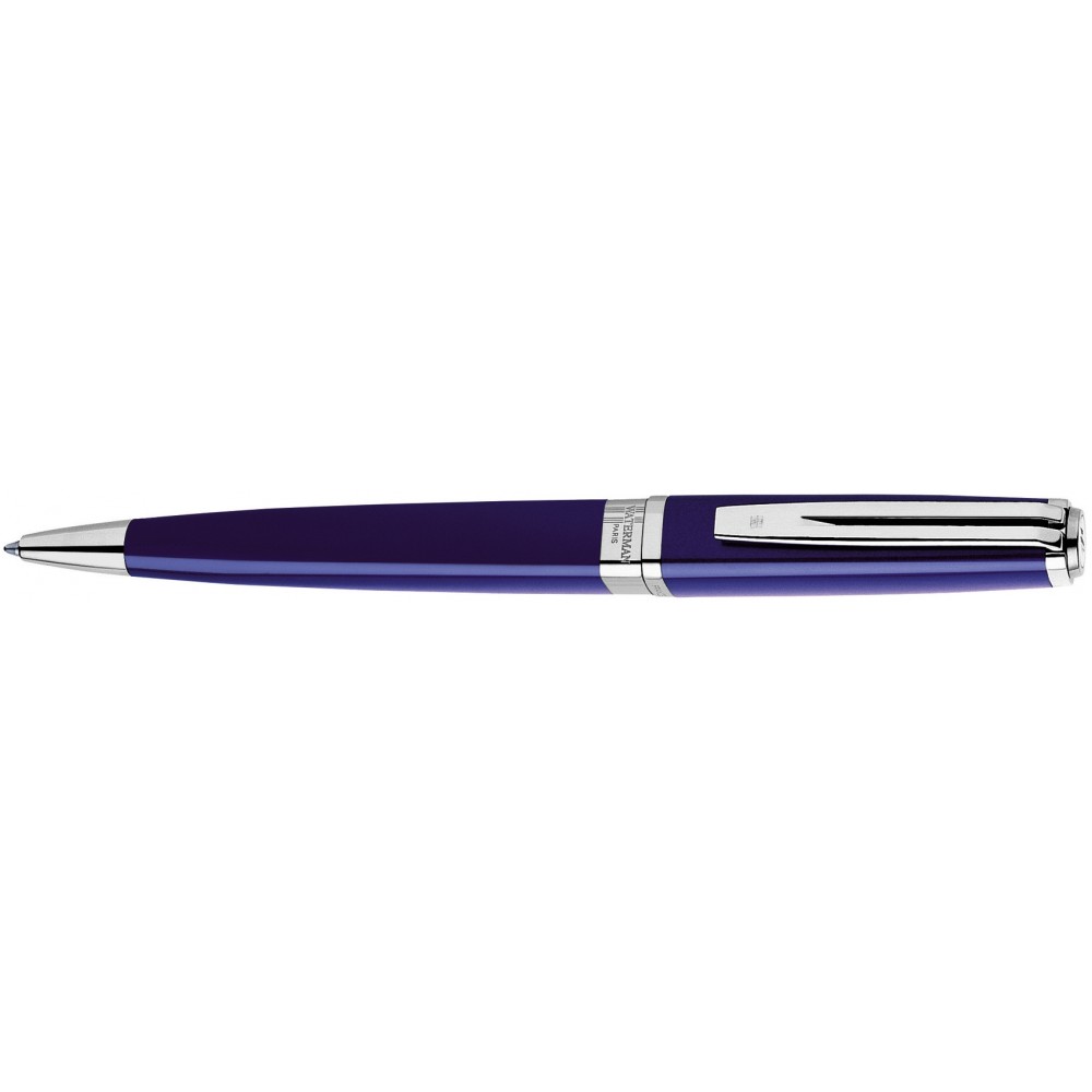 Waterman Exception Ball Pen Slim Blue Silver Trim Logo Branded Waterman Exception Ball Pen Slim Blue Silver Trim Logo Branded
