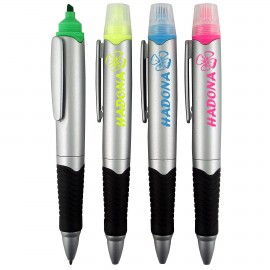 Madison Highlighter/Pen Combination w/ Silver Barrel with Logo  Madison Highlighter/Pen Combination w/ Silver Barrel with Logo