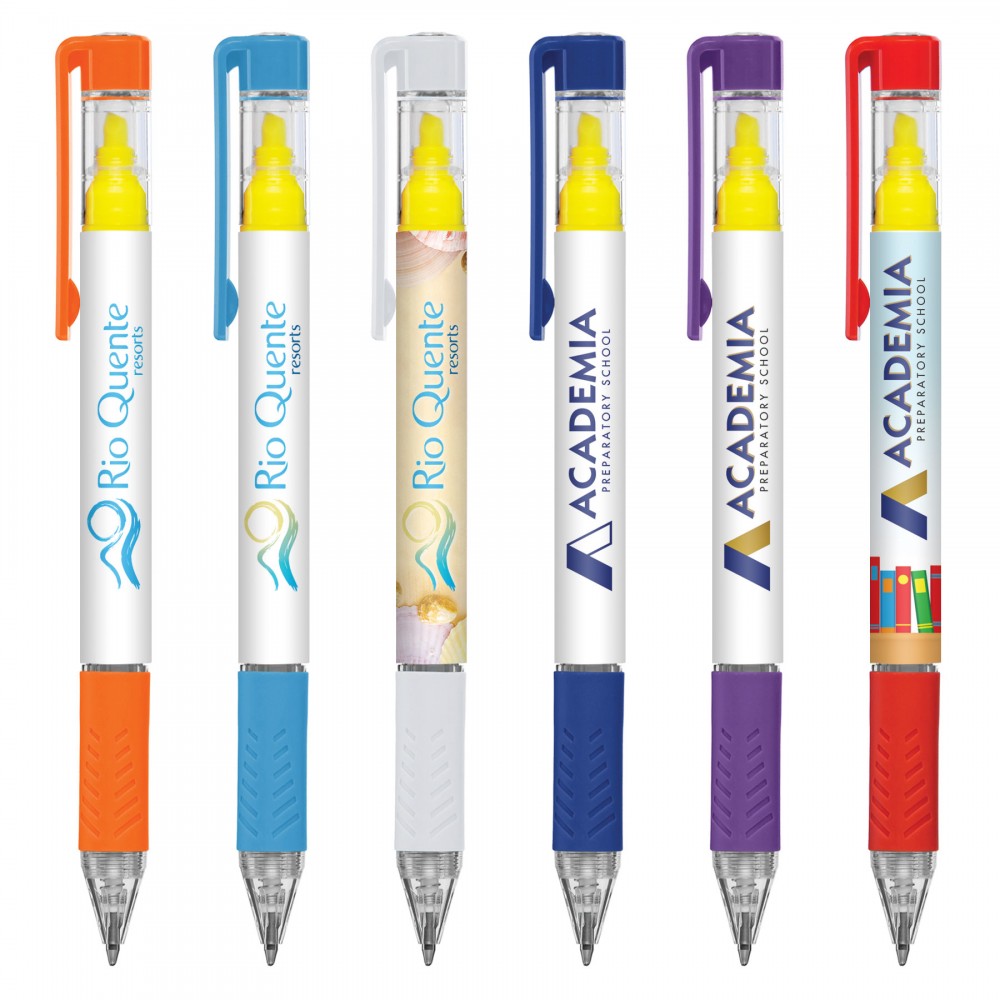 Duplex Brights Highlighter and Pen (Digital Full Color Wrap) with Logo