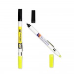 Custom Imprinted Dri Mark Double Header Nylon Point Pen & Highlighter w/ White Body