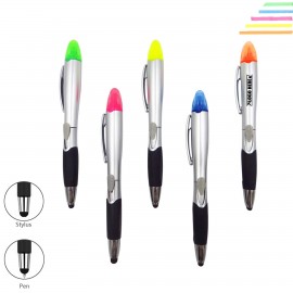 2 Side Highlighter Pen With Stylus with Logo