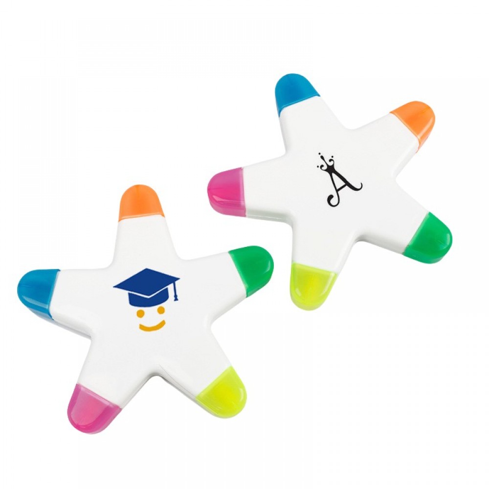 Plastic Star-Shaped 5-Color Highlighter MOQ100PCS with Logo Plastic Star-Shaped 5-Color Highlighter MOQ100PCS with Logo