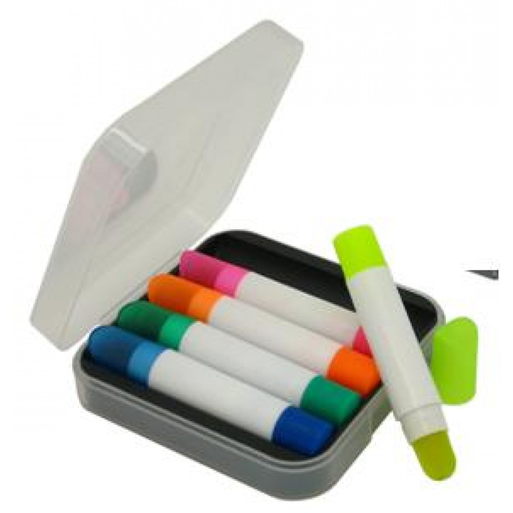 Wax Highlighter Set - 5 Colors - Clear Case Logo Printed Wax Highlighter Set - 5 Colors - Clear Case Logo Printed