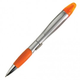 Promotional Silver Champion Pen/Highlighter - Orange