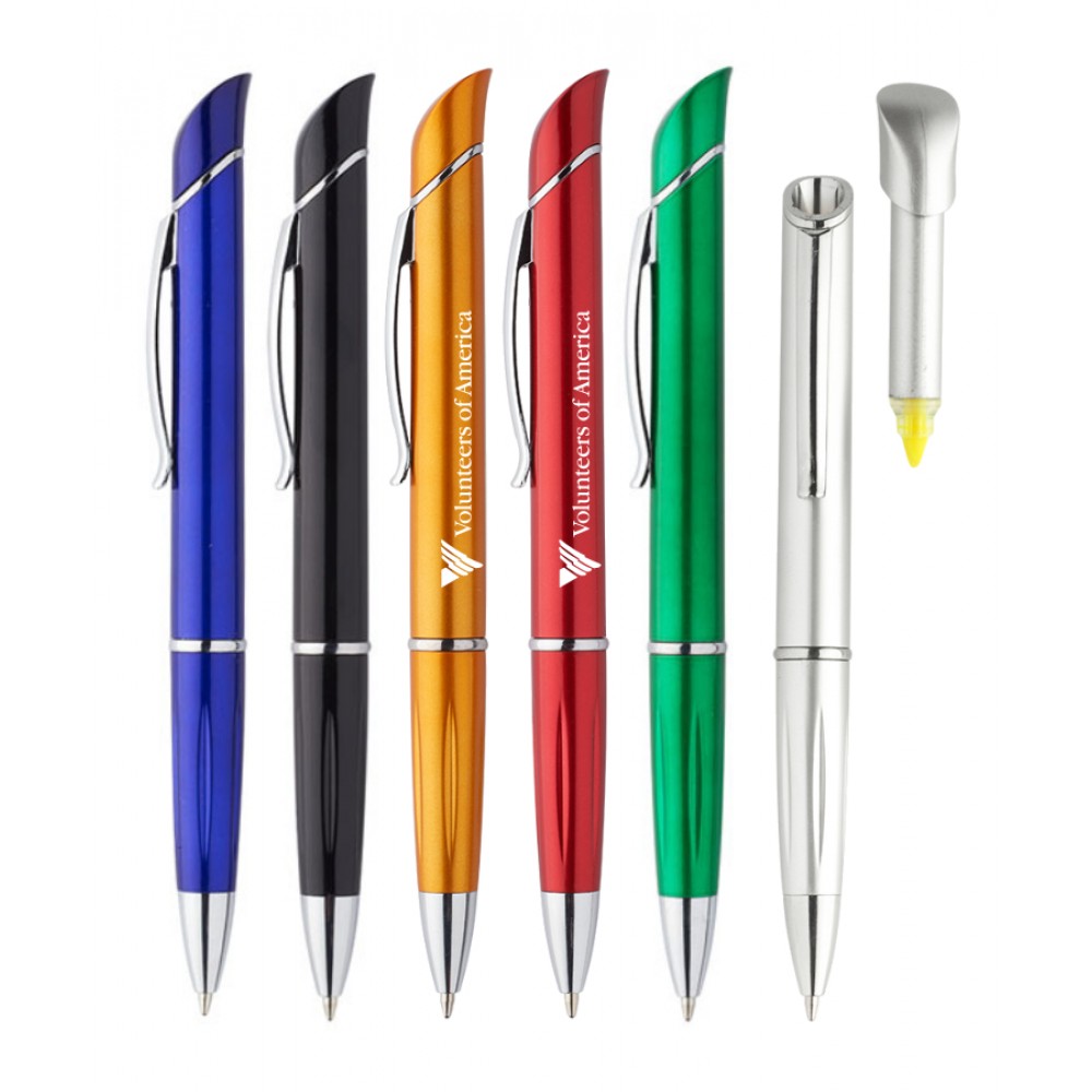 Logo Branded Union Printed - Highlighter Twist Pen with 1-Color Logo