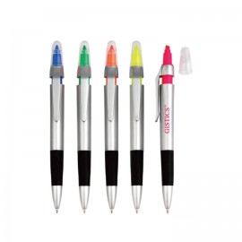 Logo Branded Slim Highlighter w/Ballpoint Pen