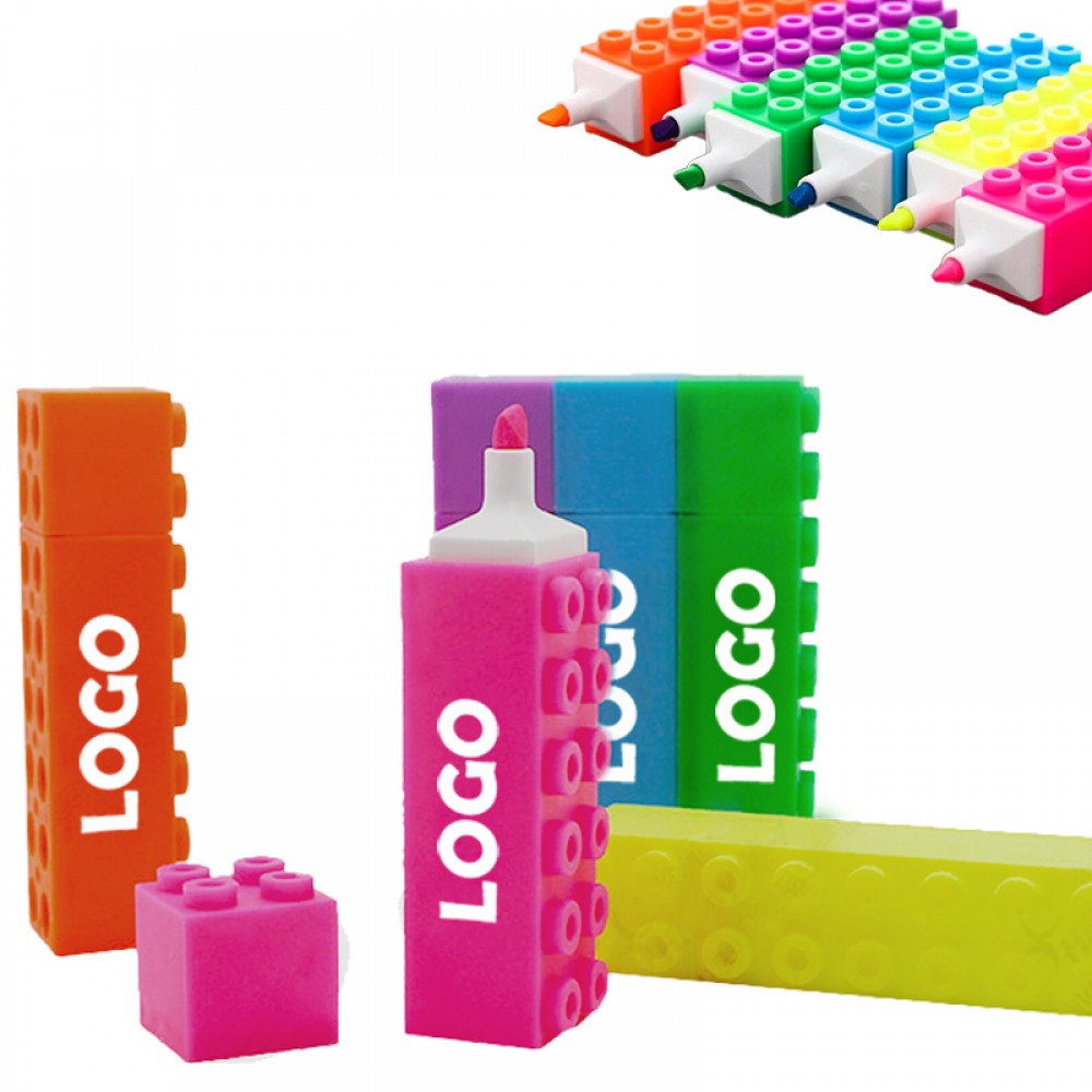 Promotional Creative Brick Style Highlighter Marker Set Promotional Creative Brick Style Highlighter Marker Set