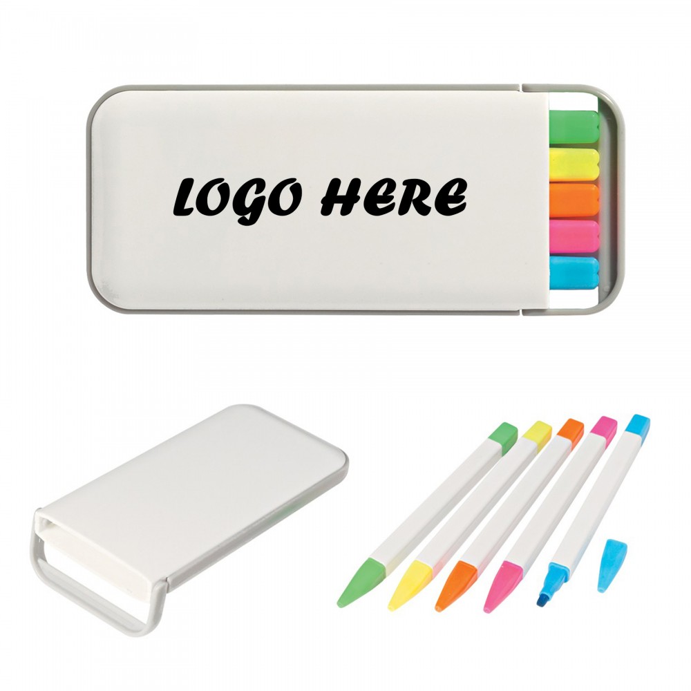 Custom Portable 5-In-1 Highlighter Set Custom Portable 5-In-1 Highlighter Set