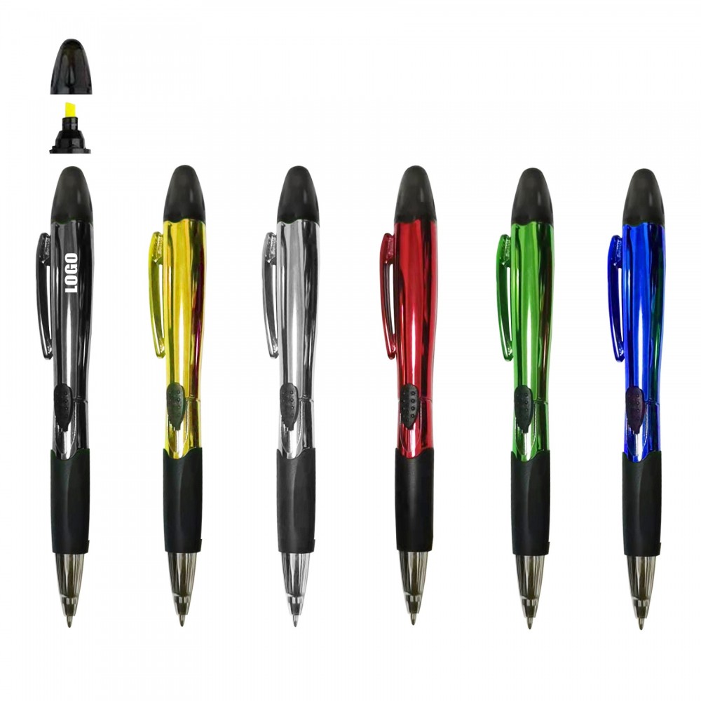 Shining Color Barrel Pen With Highlighter with Logo Shining Color Barrel Pen With Highlighter with Logo