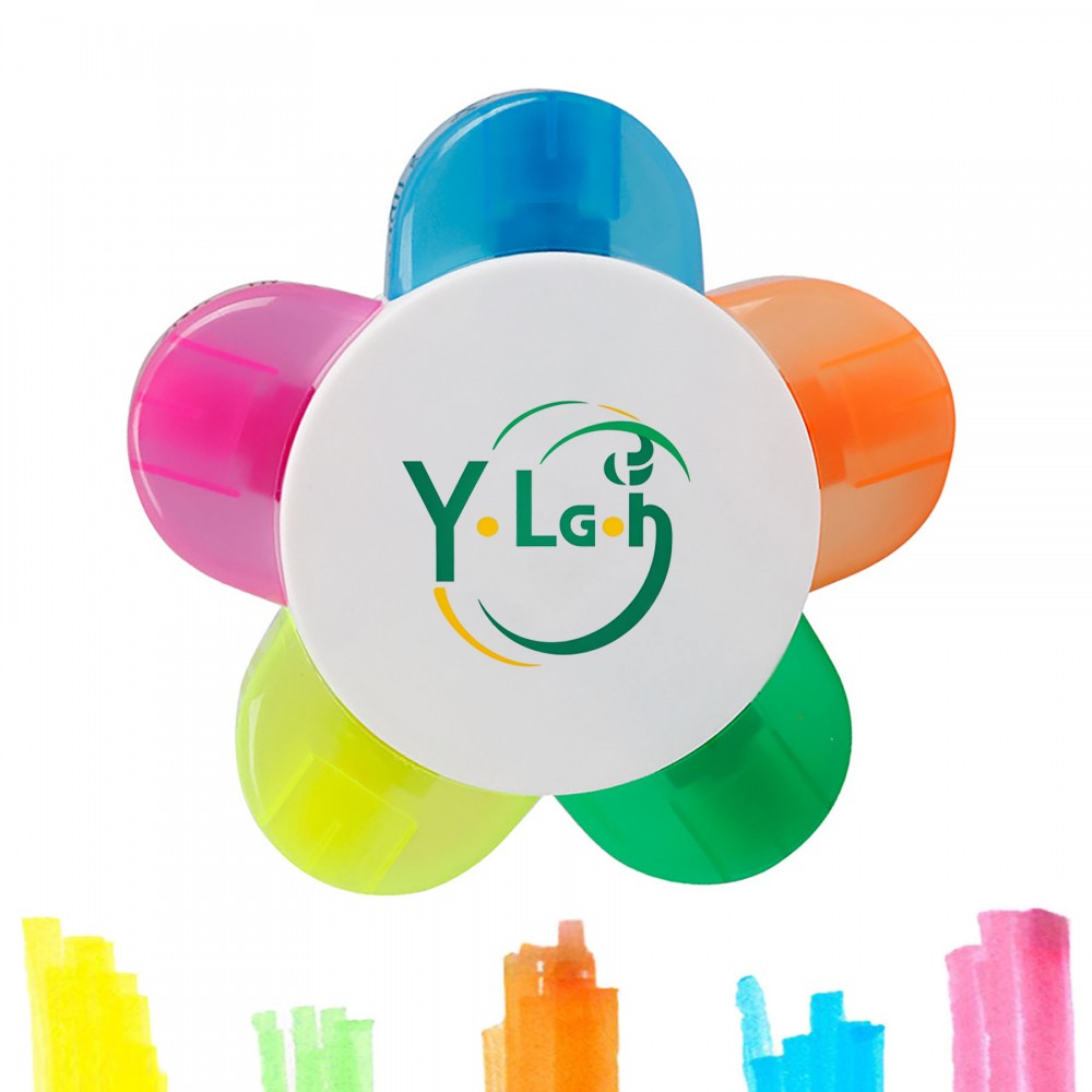 Round Flower 5 Colors Highlighter with Logo Round Flower 5 Colors Highlighter with Logo