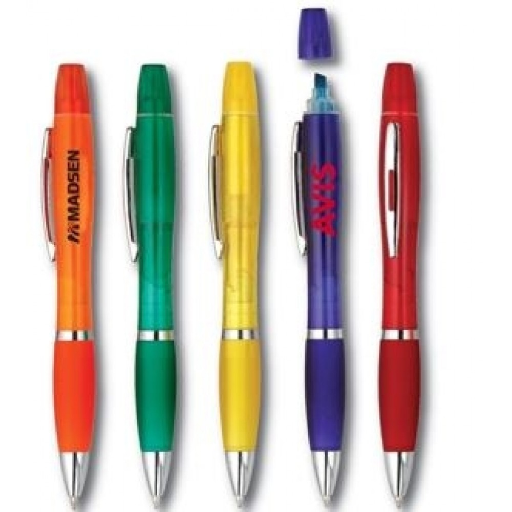 Pen & Highlighter Combo (Color Barrel) Logo Printed Pen & Highlighter Combo (Color Barrel) Logo Printed