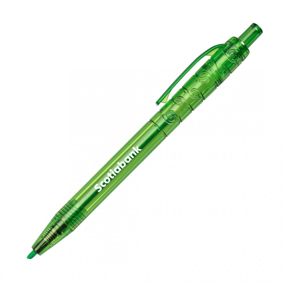 Bali Recyled Plastic Highlighter - Green with Logo