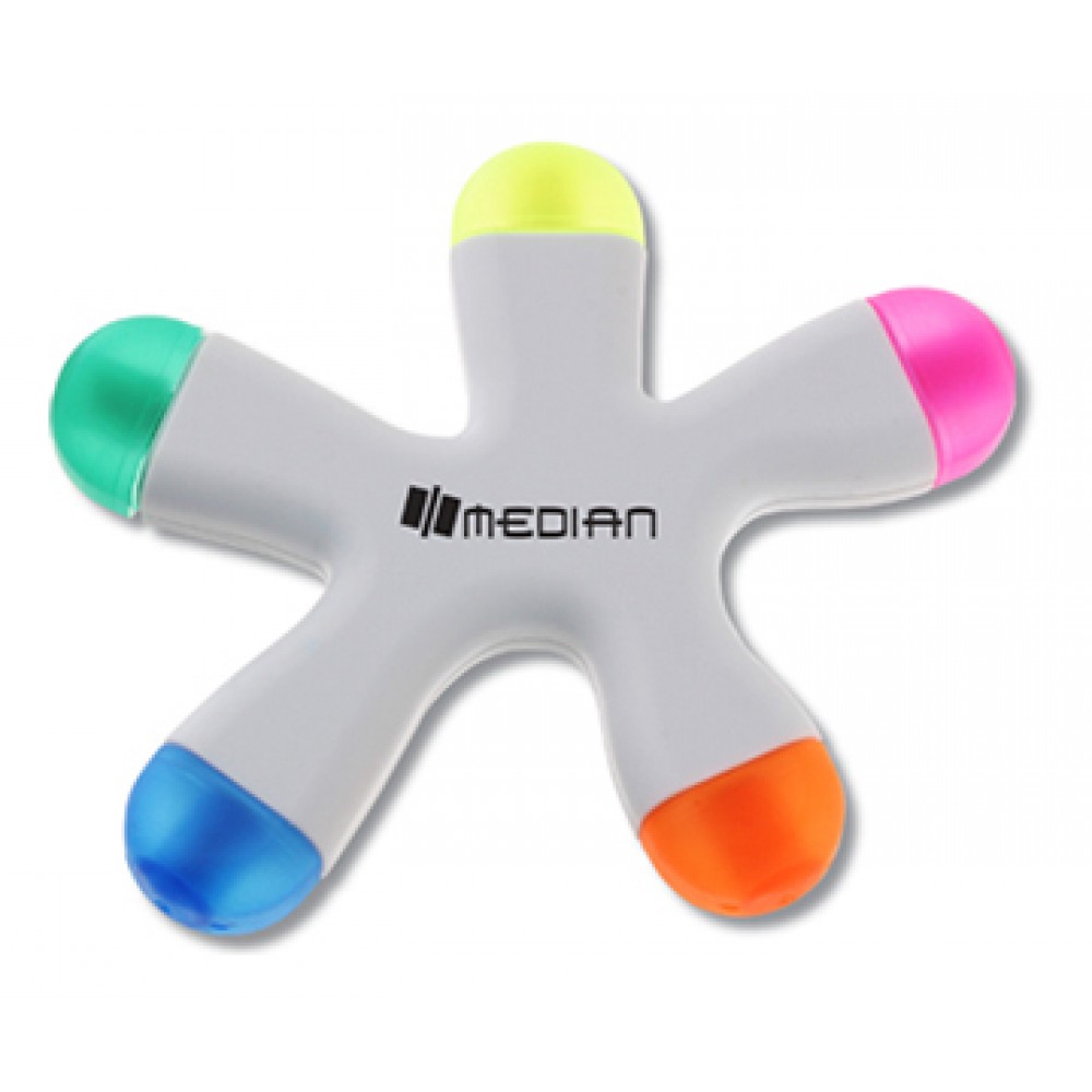 Logo Branded Funky Shaped Five Color Highlighter Logo Branded Funky Shaped Five Color Highlighter