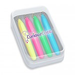 Liqui-Mark Mini Brite Spots Highlighter in Clear Plastic Box (4 Pack/Full-Color Decal) with Logo