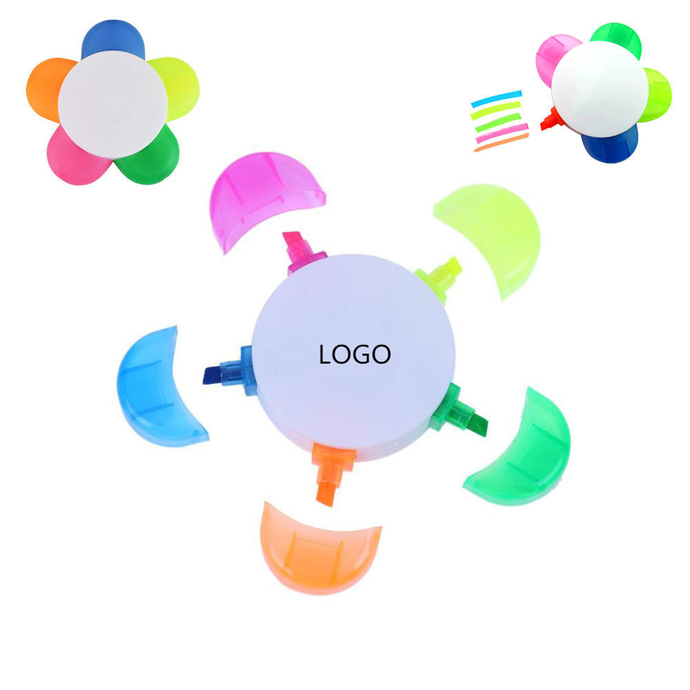 5-in-1 Flower Shape Fluorescent Watercolor Highlighter with Logo 5-in-1 Flower Shape Fluorescent Watercolor Highlighter with Logo