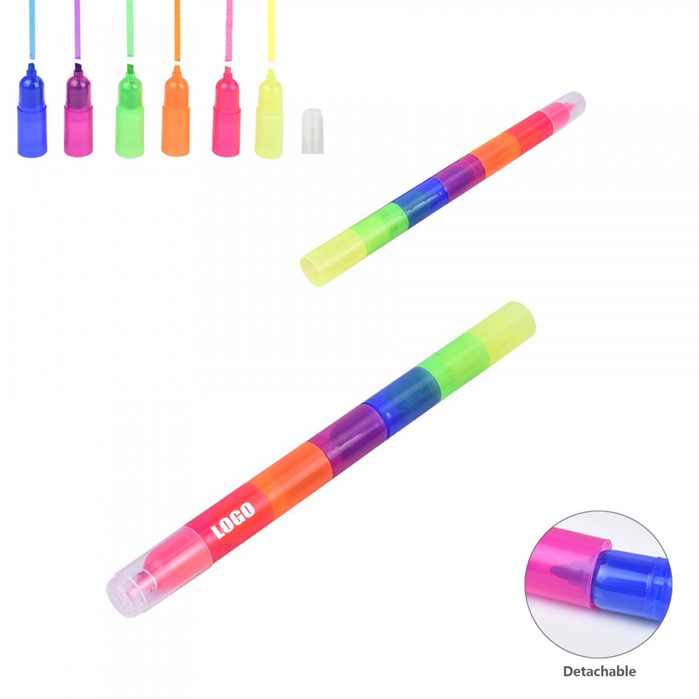 Stackable Rainbow Color Highlighter with Logo Stackable Rainbow Color Highlighter with Logo