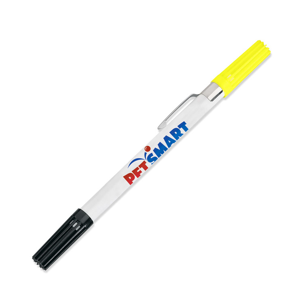 Custom Imprinted Dri Mark Double Exposure Highlighter & Ballpoint Pen Combo w/ White Body Custom Imprinted Dri Mark Double Exposure Highlighter & Ballpoint Pen Combo w/ White Body