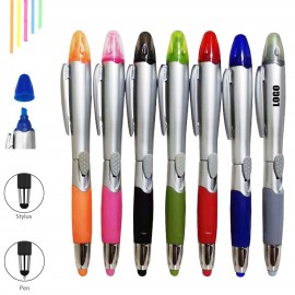 Logo Branded Pen With Highlighter And Stylus