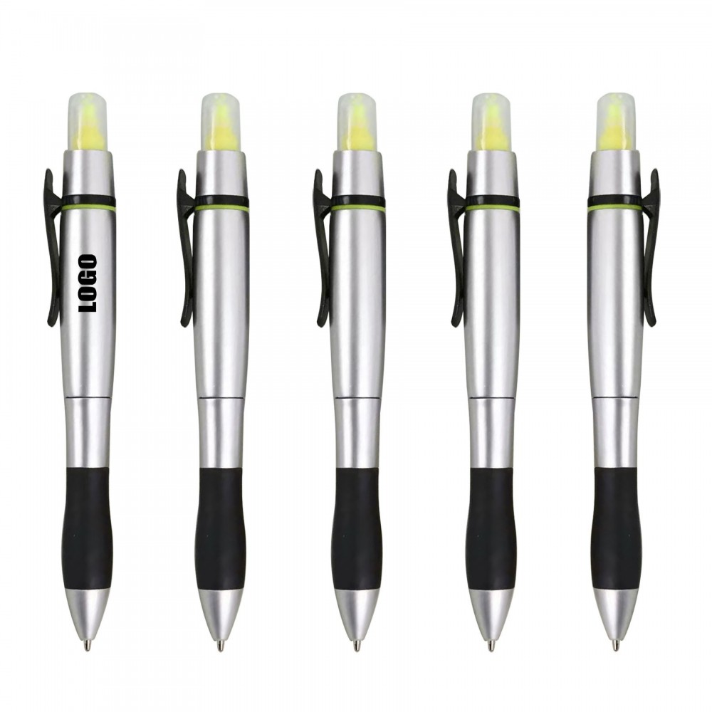 2 in 1 Pen Highlighter w/Wide Clip with Logo 2 in 1 Pen Highlighter w/Wide Clip with Logo