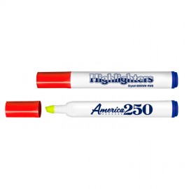 Brite Spots Patriotic Fluorescent Highlighter with White Barrel - USA Made with Logo