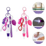 6-in-1 Shuttle Pens Retractable w/ Carabiner Keychain with Logo
