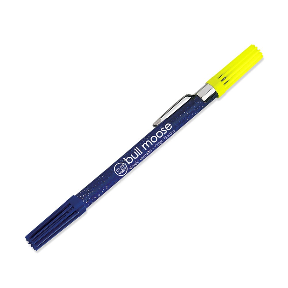 Logo Printed Dri Mark Double Exposure Highlighter & Ballpoint Pen Combo w/ Navy Sparkle Body