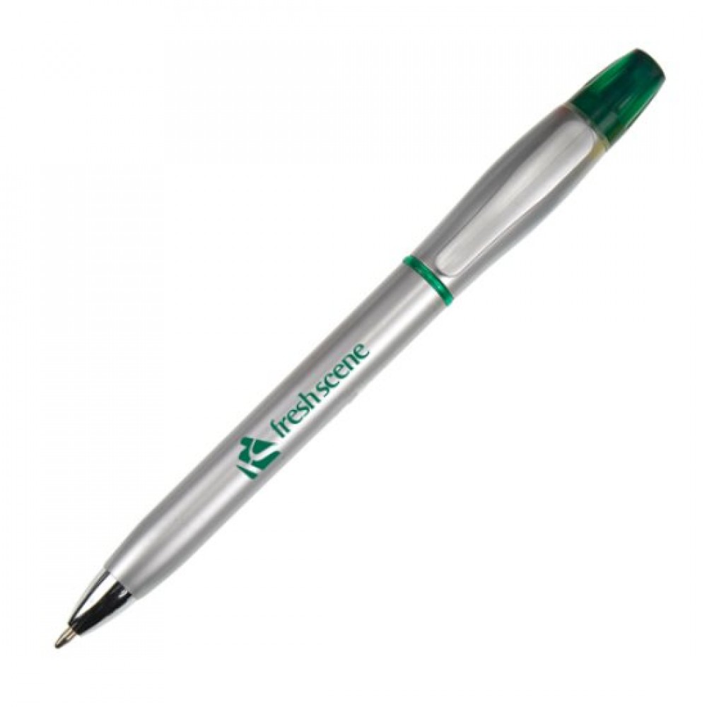 Dakota Pen/Highlighter - Green Logo Printed Dakota Pen/Highlighter - Green Logo Printed