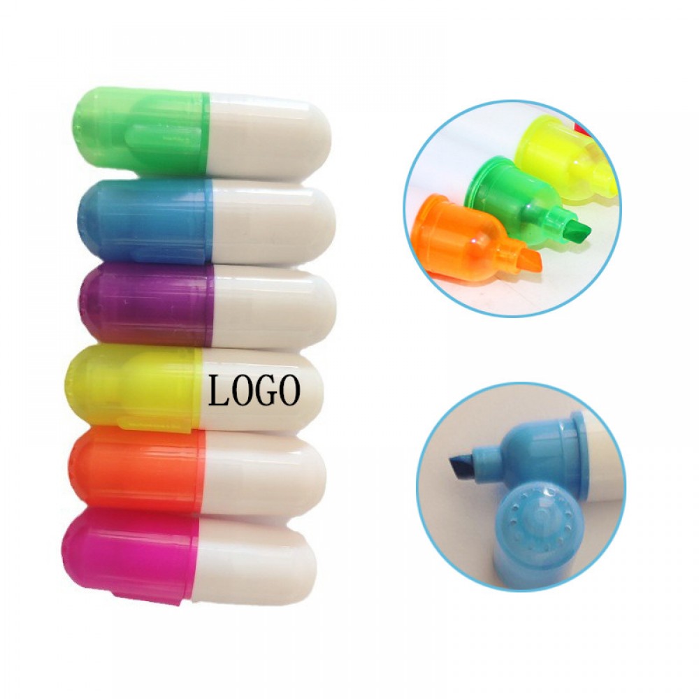 Customized Mini Pill Shaped Highlighter Pens Customized Mini Pill Shaped Highlighter Pens