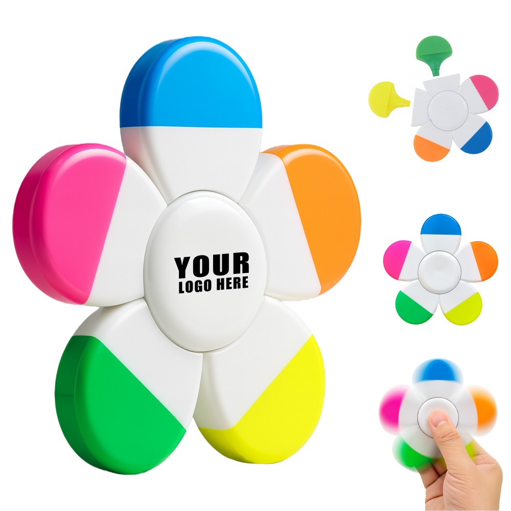 Logo Branded 5 Color Fidget Spinner Highlighter Pen
