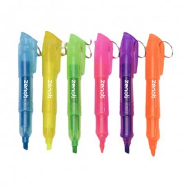 Custom Mini Colored Highlighters Chisel Tip with Keychain Ring