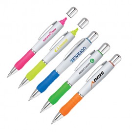 Logo Branded 2- In- 1 Twist Action Highlighter And Ball Point Pen