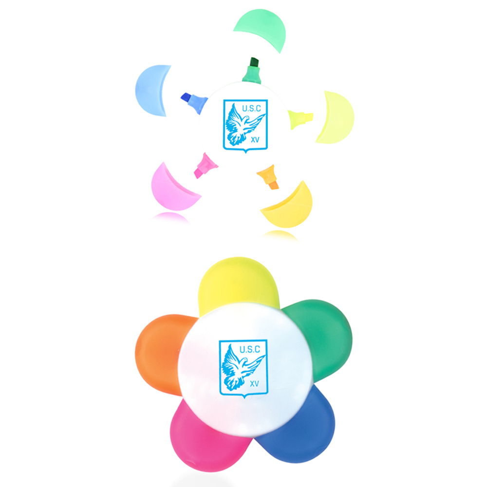 Logo Branded 5 Color Flower Shape Highlighter